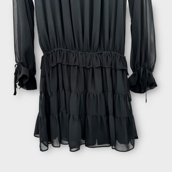NWT Rebecca Minkoff Dylan Long Sleeve Ruffle Mini Dress S Romantic Sheer Chic - Picture 10 of 16